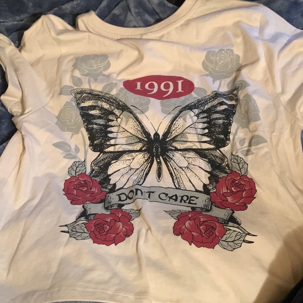 short sleeve shirt with roses
